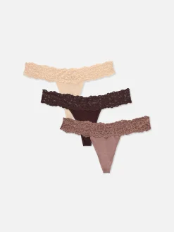Bandeau-Tangas Aus Spitze, 3er-Pack