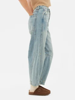 Barrel-Jeans Im Used-Look