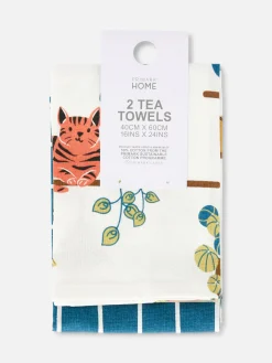 Bedruckte Geschirrtücher, 2er-Pack