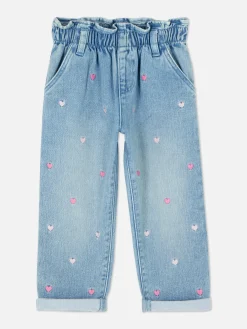 Bestickte Denim-Jeans Mit Herzmotiv