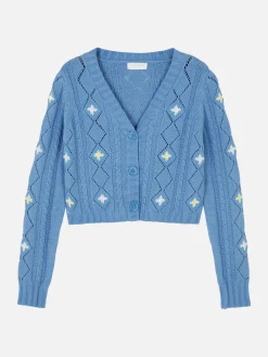 Bestickter Cardigan Mit V-Ausschnitt
