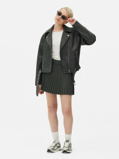 Bikerjacke Aus Kunstleder Im Used-Look