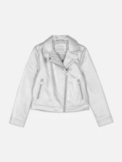 Bikerjacke In Metallic-Optik