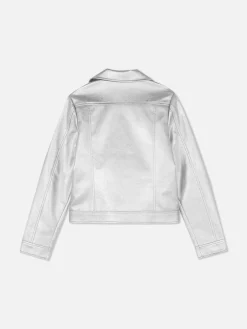 Bikerjacke In Metallic-Optik