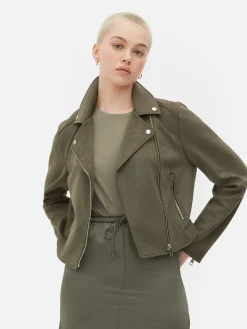 Bikerjacke In Wildleder-Optik