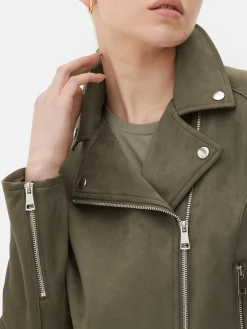 Bikerjacke In Wildleder-Optik