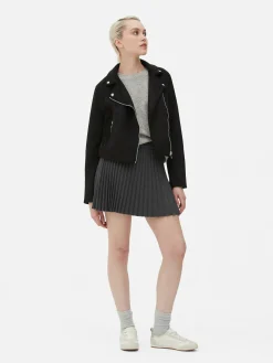 Bikerjacke In Wildleder-Optik