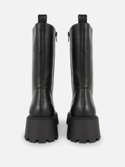 Bikerstiefel Zum Schnüren Mit Dicker Sohle