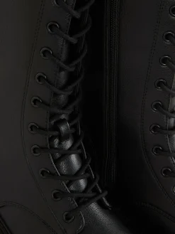 Bikerstiefel Zum Schnüren Mit Dicker Sohle