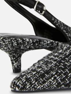 Bouclé-Slingback-Pumps Mit Kitten-Heels