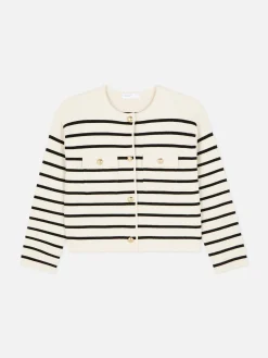 Cardigan Mit Streifen Und Knopfleiste