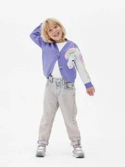 Cardigan Mit V-Ausschnitt Und Einhorndesign