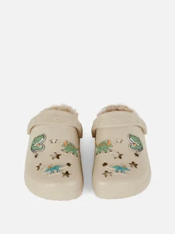 Clogs Mit Dinosaurier-Design Und Kunstfellfutter
