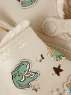 Clogs Mit Dinosaurier-Design Und Kunstfellfutter