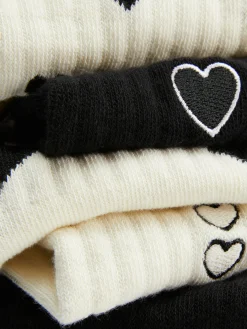 Crew-Socken Mit Herzmuster, 5er-Pack