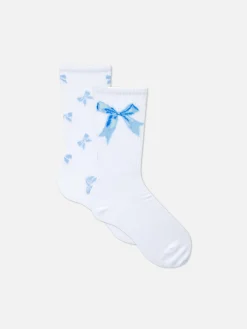 Crew-Socken Mit Koketter Schleife, 2er-Pack