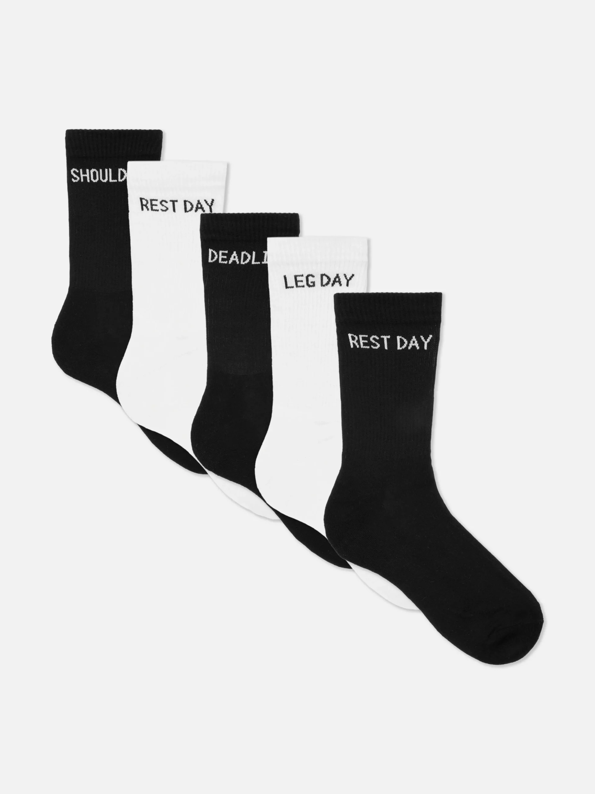Crew-Sportsocken Mit Slogan, 5er-Pack