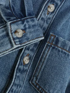 Denim-Hemd Mit Knopfleiste