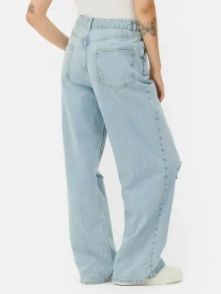 Denim-Jeans Im Used-Look Mit Weitem Bein