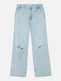 Denim-Jeans Im Used-Look Mit Weitem Bein