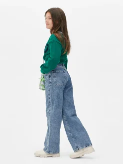 Denim-Jeans Mit Weitem Bein Und Strasssteinen In Sternform