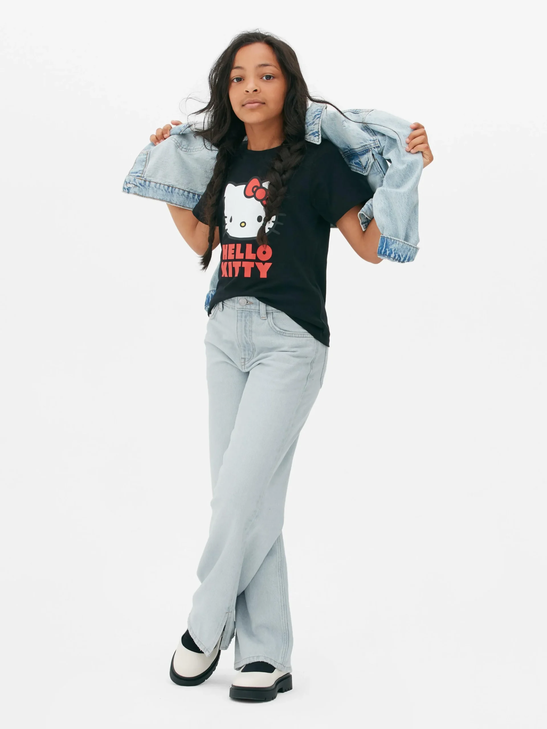 Denim-Jeans Mit Weitem Bein Und Schlitz