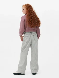 Denim-Jeans Mit Weitem Bein Und Schlitz