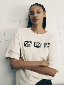 „Disney Mickey Maus X Keith Haring“ T-Shirt Im Oversized-Look