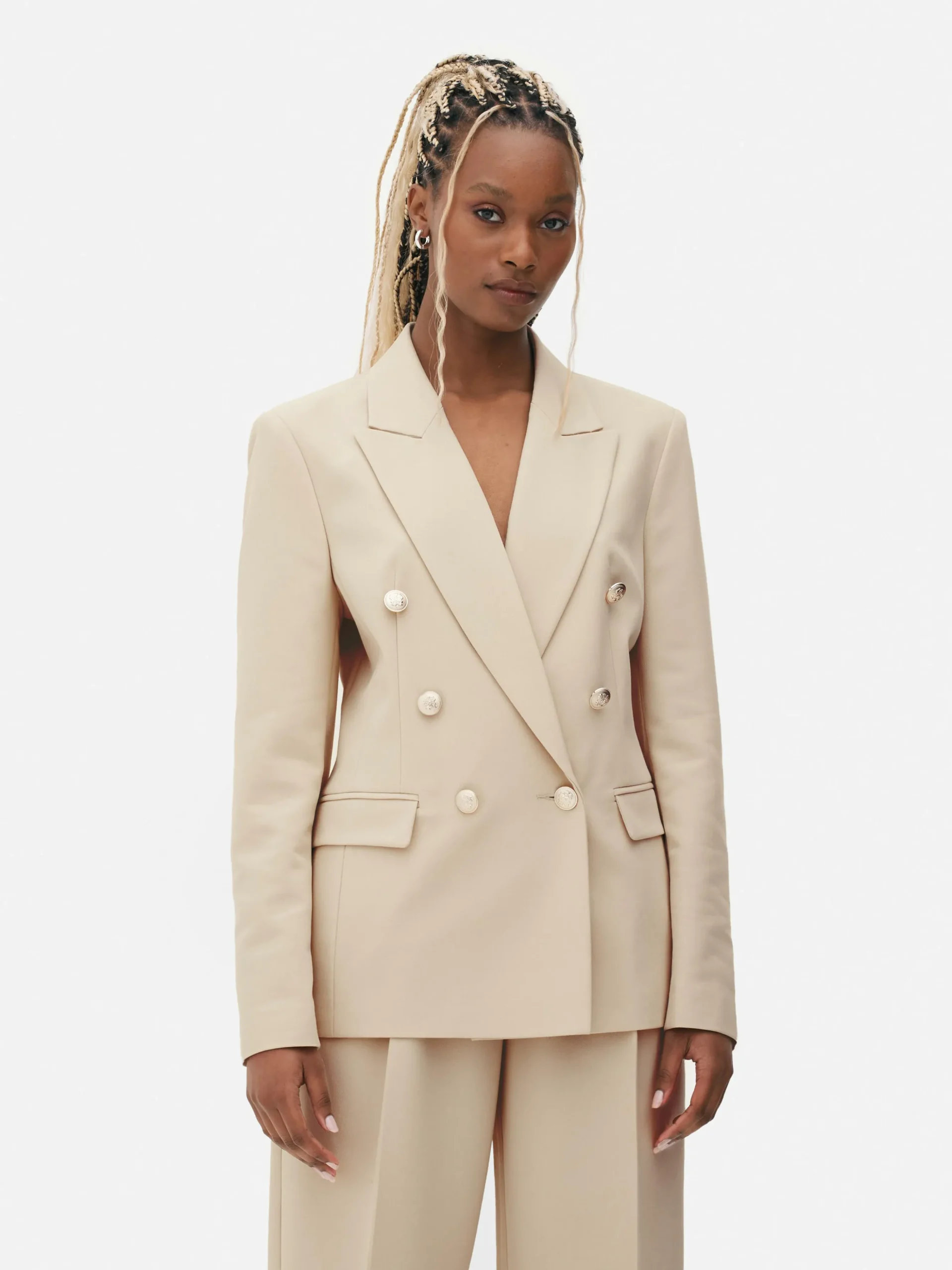 Doppelreihiger Blazer Mit Metallic-Knöpfen