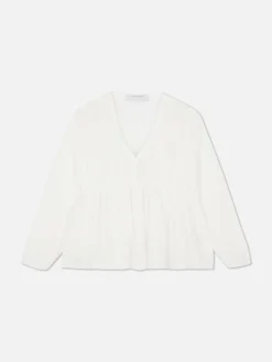 Drapierte, Gesmokte Bluse Aus Voile