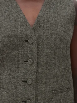 Einreihige „Rita Ora“ Weste Mit Fischgrätmuster