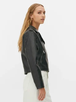 Essential Bikerjacke Aus Kunstleder