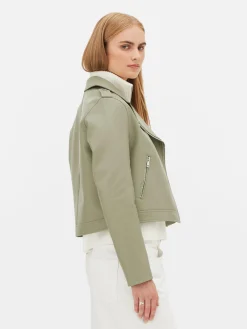 Essential Bikerjacke Aus Kunstleder