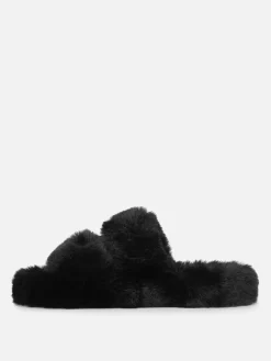 Flauschige Hausschuhe Mit Doppelriemen