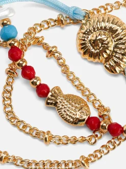 Fußkettchen Mit Muschelanhänger, 3er-Pack