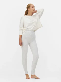 Gefütterte, Melierte Leggings Aus Samt