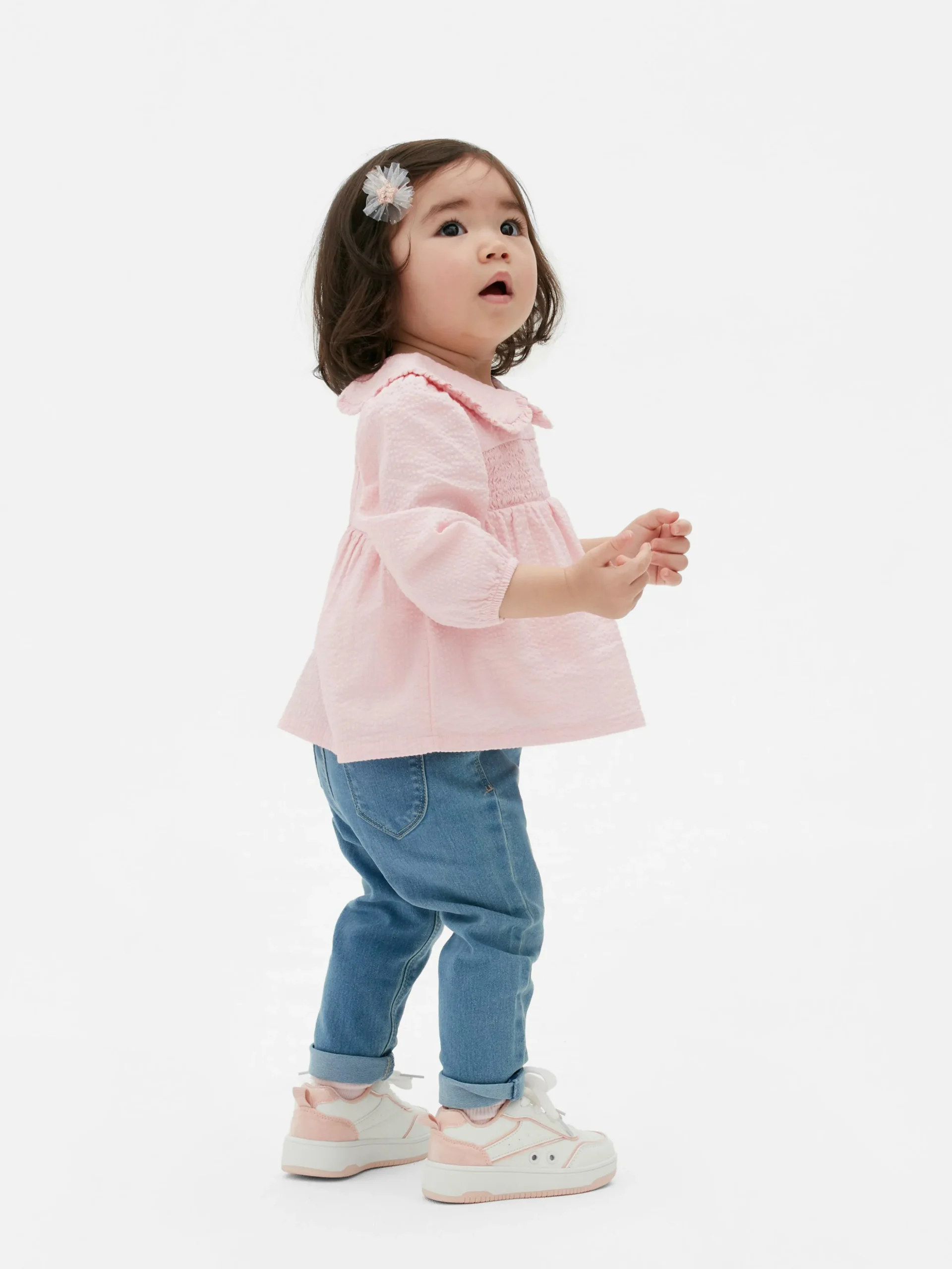 Gekräuselte Bluse Mit Kragen