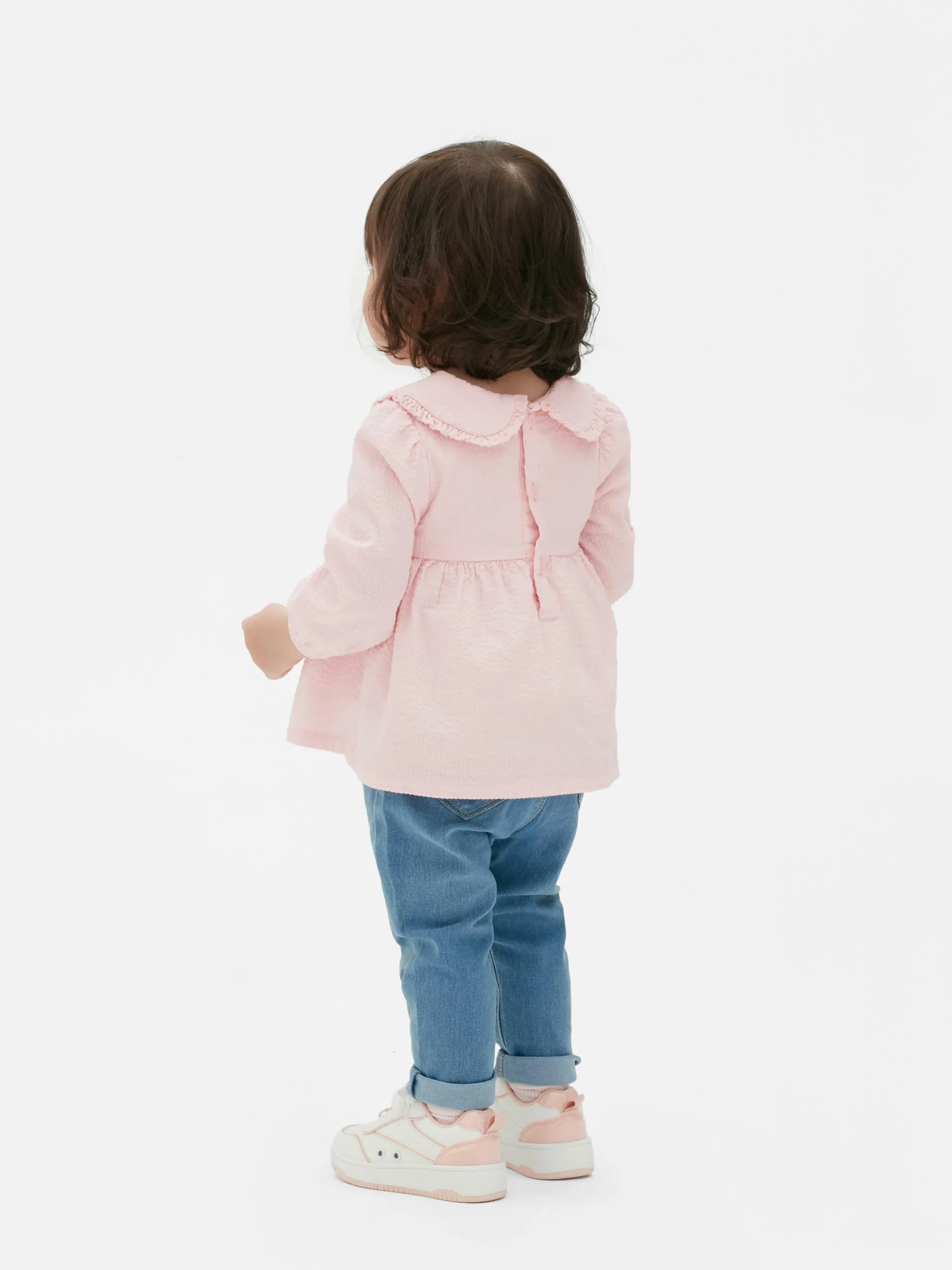 Gekräuselte Bluse Mit Kragen