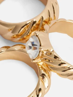 Geriffelte „Rita Ora“ Stapelringe, 3er-Pack