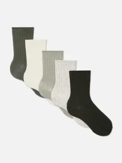 Gerippte Crew-Socken, 5er-Pack