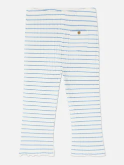 Gerippte, Gestreifte Leggings Mit Ausgestelltem Bein