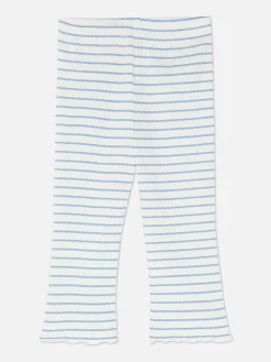 Gerippte, Gestreifte Leggings Mit Ausgestelltem Bein