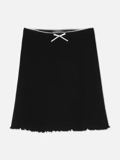 Gerippter Rock Mit Gekräuseltem Saum