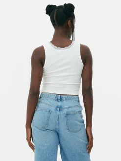 Geripptes Trägertop Mit Spitzenbesatz