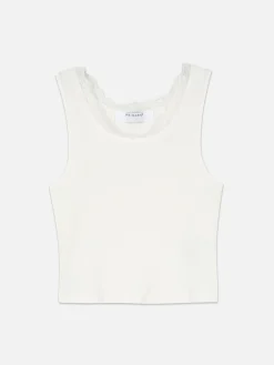 Geripptes Trägertop Mit Spitzenbesatz