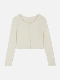 Geripptes T-Shirt Mit Knopfleiste