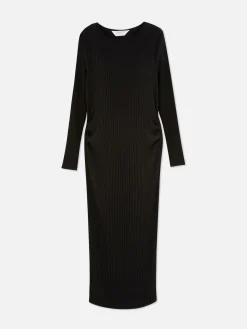 Geripptes Umstands-Midikleid