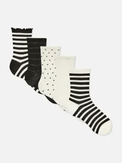 Gestreifte, Monochrome Socken, 5er-Pack