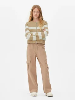 Gestreifter Cardigan Mit Reißverschluss