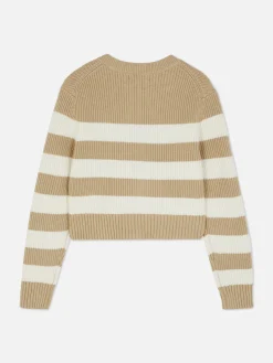 Gestreifter Cardigan Mit Reißverschluss